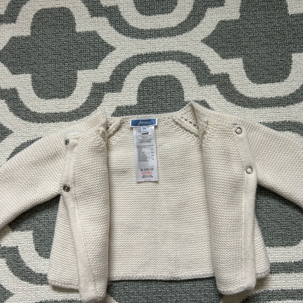Jacadi Ivory Knit Baby Sweater - Picture 5 of 6